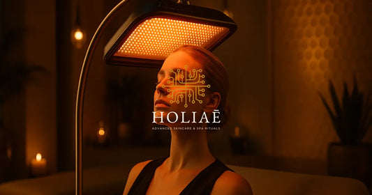 Soin LED visage en institut — technologie régénérative, ambiance spa premium