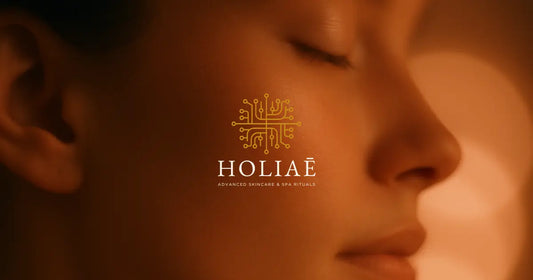 Close-up d’un profil féminin éclairé par une lumière dorée, avec des cercles lumineux flous en arrière-plan, évoquant l’effet doux et cellulaire de la lumière LED.