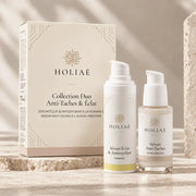 Coffret Anti-Taches Essentiels HOLIAĒ avec sérum à l’alpha-arbutine et sérum vitamine C
