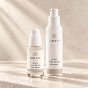Routine Duo Anti-Taches Brunes HOLIAĒ avec sérum alpha-arbutine et crème à l’acide kojique