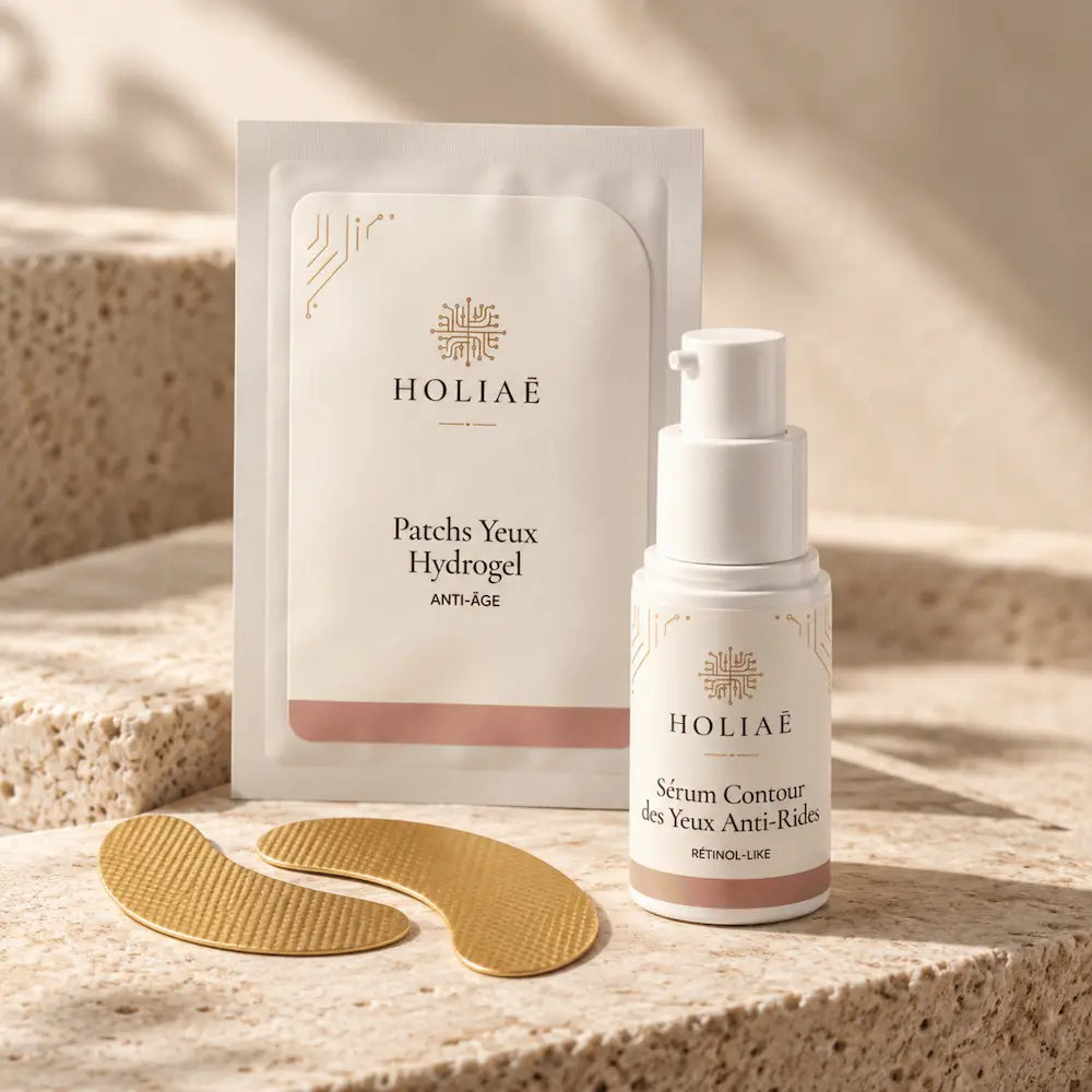 Routine Duo Contour des Yeux Anti-Rides HOLIAĒ avec sérum Rétinol-Like et patchs hydrogel