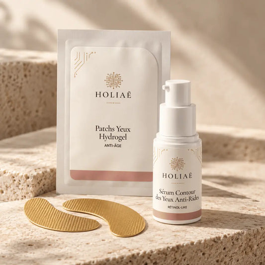 Routine Duo Contour des Yeux Anti-Rides HOLIAĒ avec sérum Rétinol-Like et patchs hydrogel