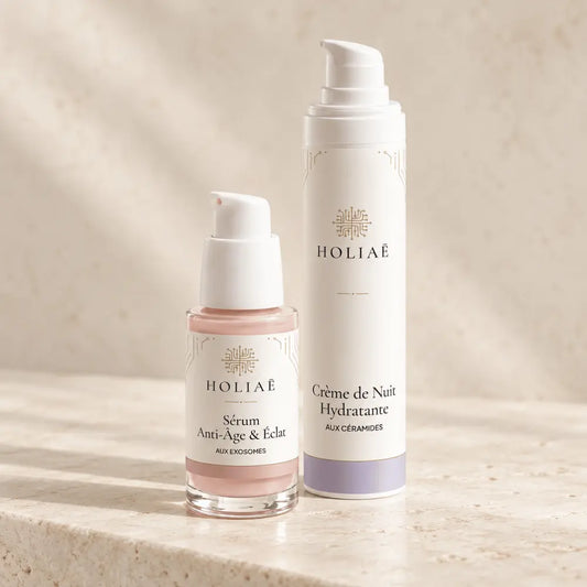 Routine Duo Peau Mature et Barrière HOLIAĒ avec sérum Exosomes Anti-Âge et crème de nuit aux céramides