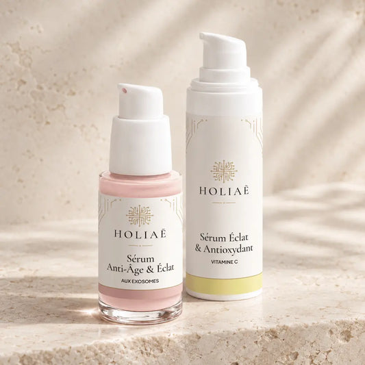 Routine Duo Teint Lumineux HOLIAĒ avec sérum Vitamine C et sérum Exosomes Anti-Âge et Éclat