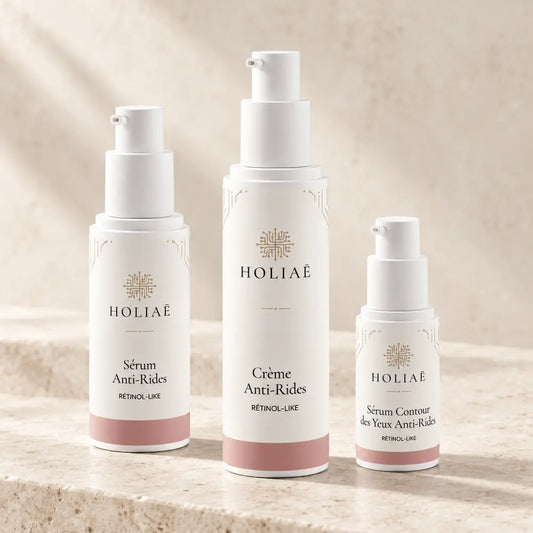 Routine Trio Anti-Rides Rétinol-Like HOLIAĒ avec sérum, crème visage et sérum contour des yeux