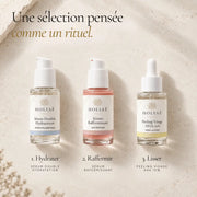 Sérum acide hyaluronique, sérum aux peptides et peeling AHA du Coffret Peau Mature HOLIAĒ