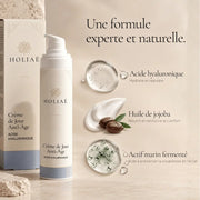 Crème de Jour Anti-Âge HOLIAĒ avec acide hyaluronique, aloe vera, bétaïne et beurre de karité
