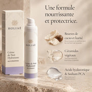 Crème de Nuit aux Céramides HOLIAĒ avec céramides, glycosphingolipides, acide hyaluronique et beurre de karité