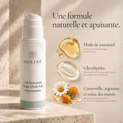 Gel Nettoyant Huile-Lait HOLIAĒ avec huile de tournesol, glycérine, glycolipides et extraits végétaux