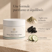 Masque Visage HOLIAĒ avec argile verte, kaolin, terre de diatomée, charbon et aloe vera