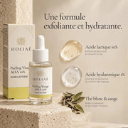 Peeling Visage AHA HOLIAĒ avec 10 % d’acide lactique, 1 % d’acide hyaluronique, thé blanc et sauge