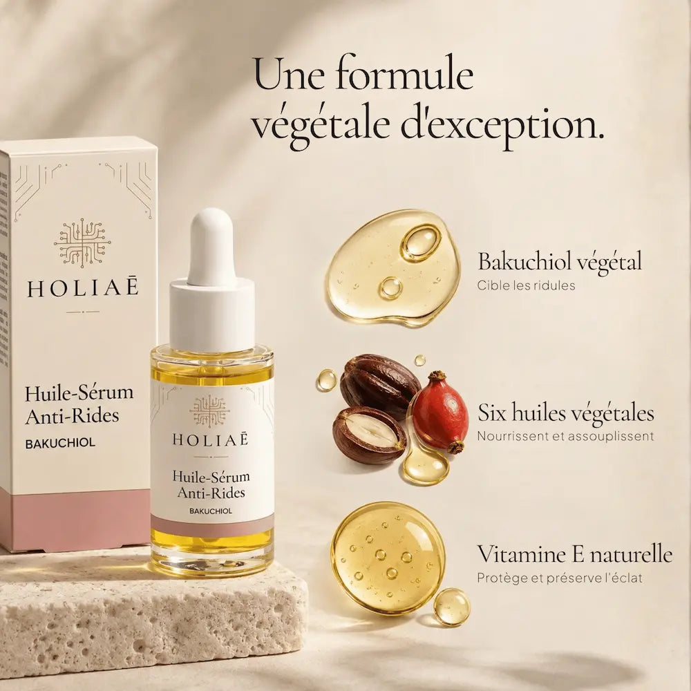 Sérum Bakuchiol Anti-Rides HOLIAĒ avec bakuchiol, huiles végétales et vitamine E