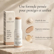 Stick Solaire SPF50 Teinté HOLIAĒ avec oxyde de zinc, dioxyde de titane et oxydes de fer