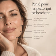 Portrait de femme illustrant les besoins ciblés par la Crème de Nuit Visage aux Céramides HOLIAĒ