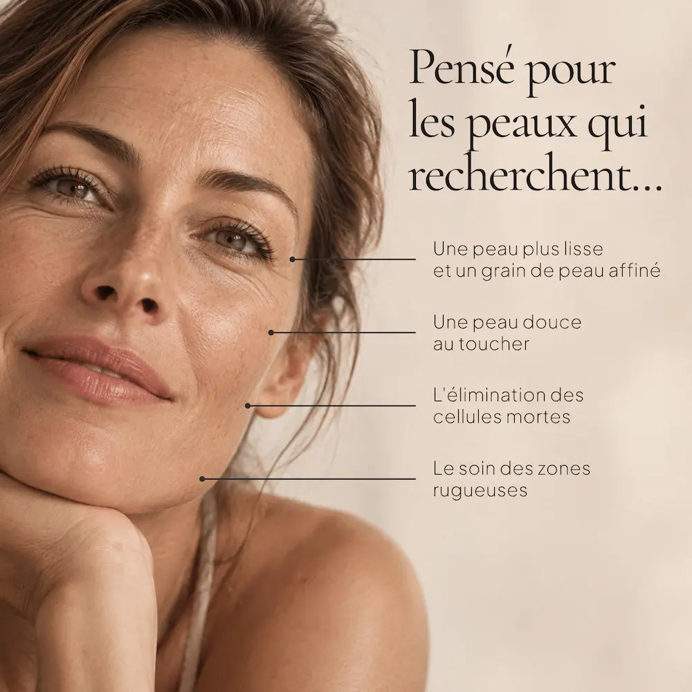Portrait illustrant les besoins ciblés par le Gommage Visage & Corps au Sable Volcanique HOLIAĒ