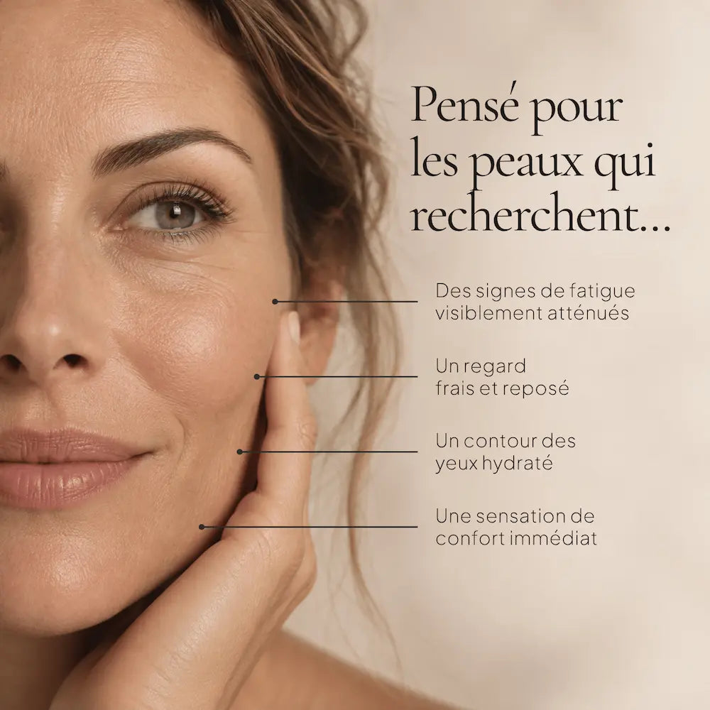 Portrait de femme illustrant les besoins ciblés par les Patchs Yeux Hydrogel Défatigants HOLIAĒ