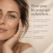 Portrait de femme illustrant les besoins ciblés par les Patchs Yeux Hydrogel Hydratants & Lissants HOLIAĒ