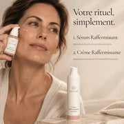 Application de la routine Duo Anti-Âge aux Peptides HOLIAĒ sur le visage