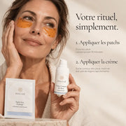 Application de la routine Anti-Cernes et Fatigue HOLIAĒ sur le contour des yeux