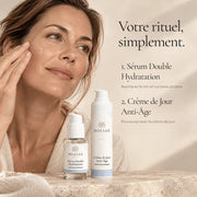 Application de la routine Duo Peau Déshydratée HOLIAĒ sur le visage