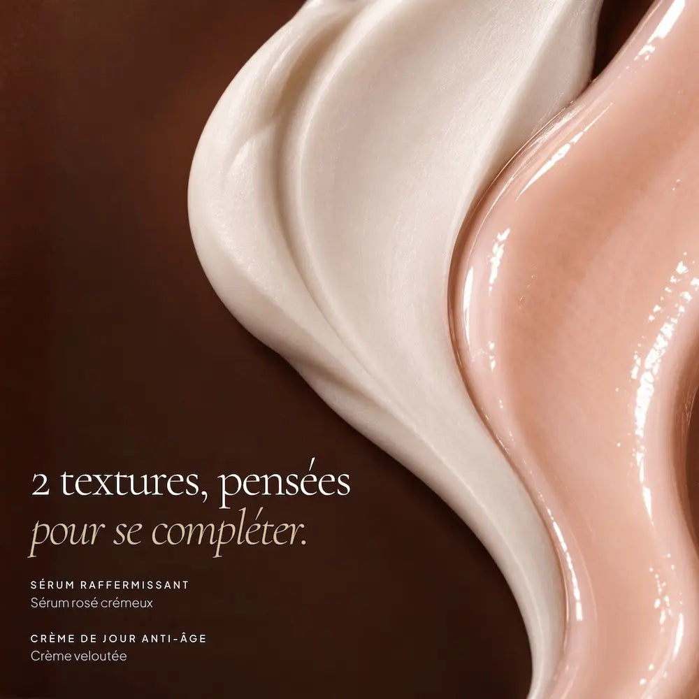 Textures du sérum aux peptides et de la crème de jour anti-âge HOLIAĒ