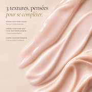 Textures des trois soins aux peptides HOLIAĒ pour le visage et le contour des yeux