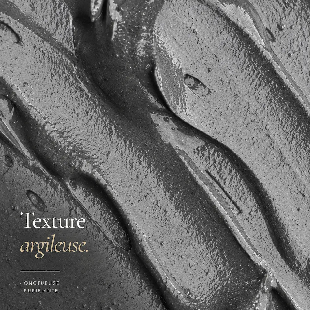 Texture crémeuse du Masque Visage aux Argiles Verte & Blanche HOLIAĒ en macro