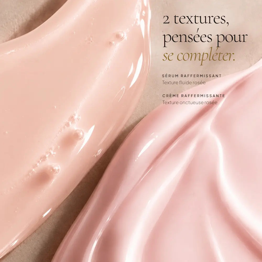 Textures du sérum et de la crème raffermissants aux peptides HOLIAĒ