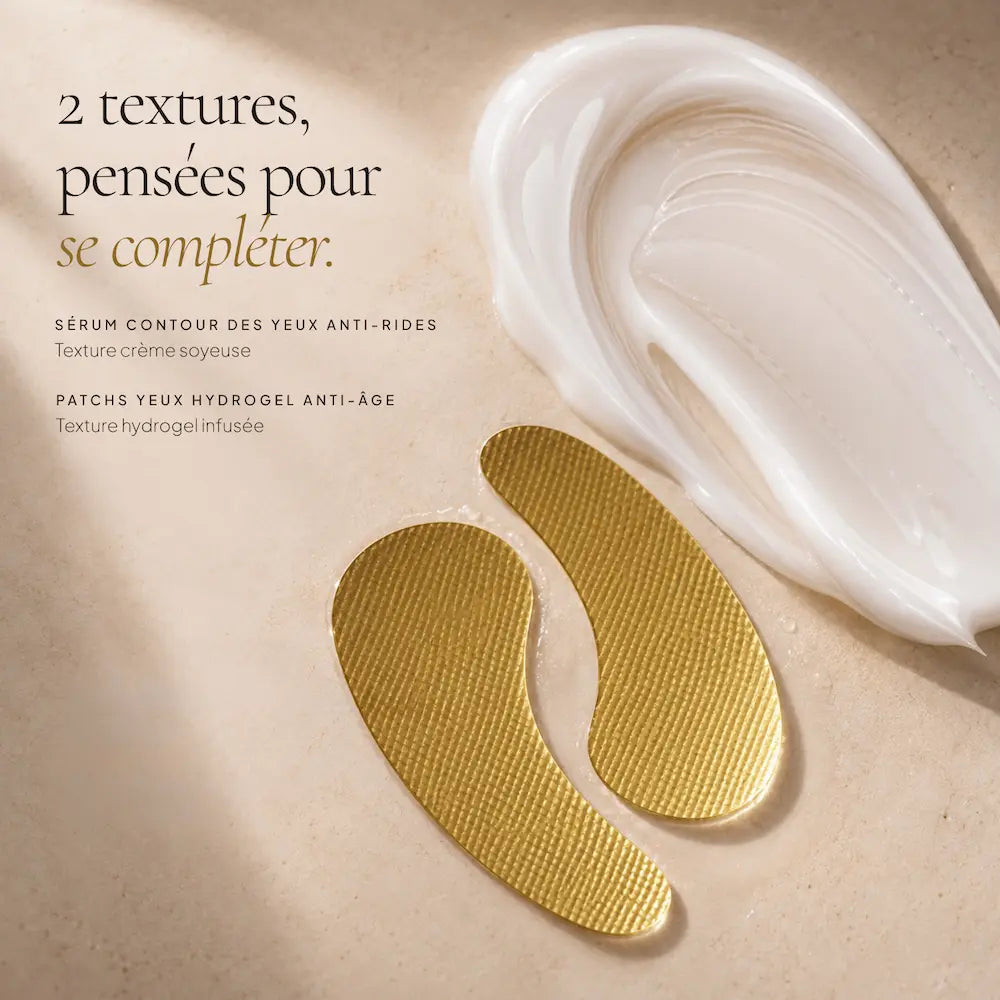 Textures du sérum contour des yeux et des patchs hydrogel HOLIAĒ
