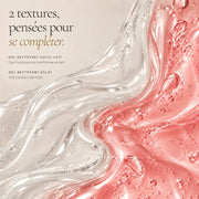 Textures huile-lait et gel moussant des deux nettoyants visage HOLIAĒ