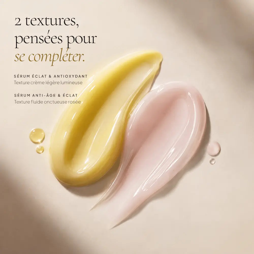 Textures des sérums Vitamine C et Exosomes Anti-Âge et Éclat HOLIAĒ