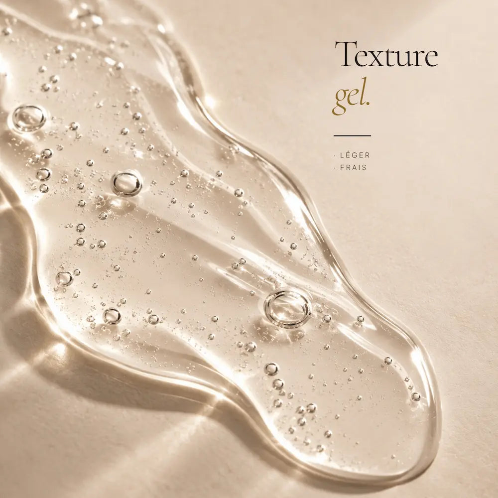 Texture gel légère du Sérum Acide Hyaluronique Double Hydratation HOLIAĒ en macro