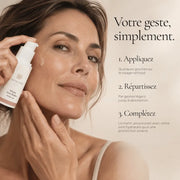 Application du Sérum Lissant Anti-Rides Rétinol-Like HOLIAĒ sur le visage
