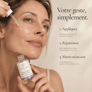 Application du Sérum Microbiome Hydratant & Rééquilibrant HOLIAĒ sur le visage