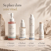 Crème de Jour Anti-Âge à l’Acide Hyaluronique HOLIAĒ présentée dans une routine matin avant le SPF