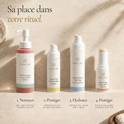 Gel Nettoyant Visage Hydratant & Éclat HOLIAĒ présenté dans une routine de soin du visage