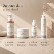 Masque Visage aux Argiles Verte & Blanche HOLIAĒ présenté dans une routine purifiante pour pores et points noirs