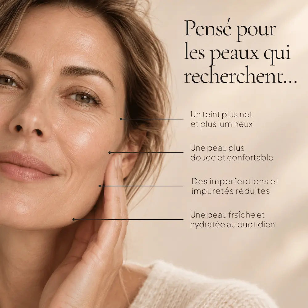 Portrait de femme illustrant les besoins ciblés par la routine Double Nettoyage Visage HOLIAĒ