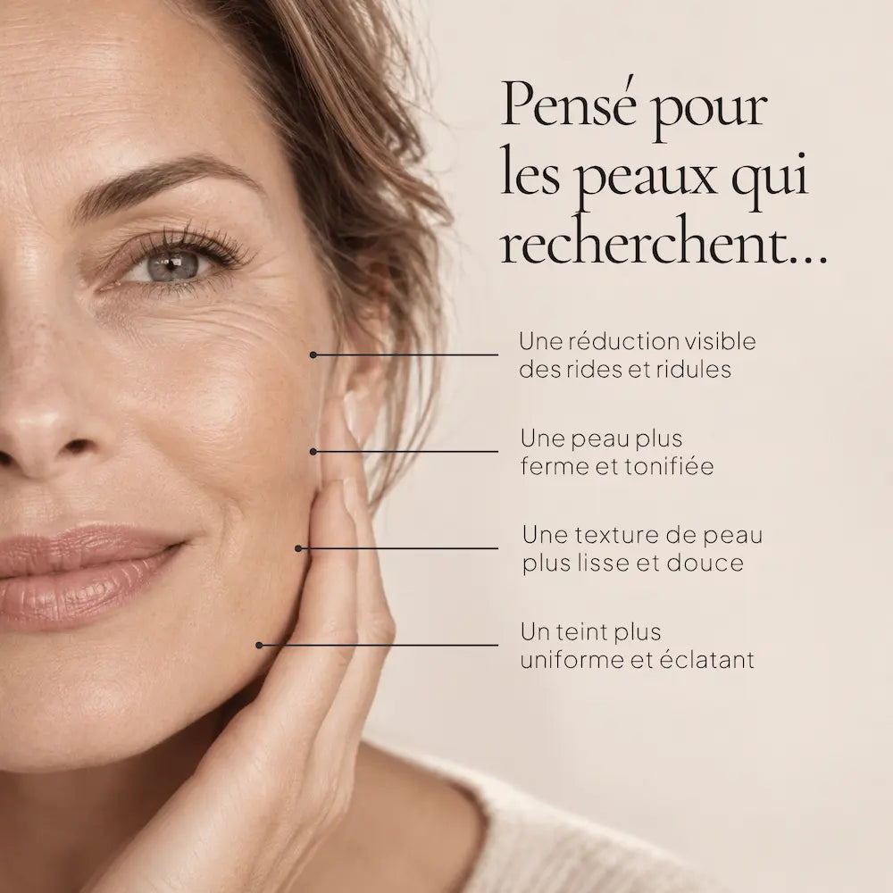 Portrait de femme illustrant les besoins ciblés par la routine Peau Lisse Rétinol-Like HOLIAĒ