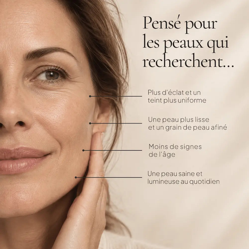 Portrait de femme illustrant les besoins ciblés par la routine Vitamine C et Éclat HOLIAĒ