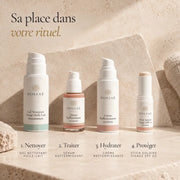 Sérum Raffermissant aux Peptides HOLIAĒ présenté dans une routine visage avant la crème