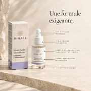 Sérum Microbiome Hydratant & Rééquilibrant HOLIAĒ et étui avec certification COSMOS NATURAL