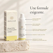 Sérum Vitamine C HOLIAĒ et étui avec engagements qualité et certification COSMOS NATURAL