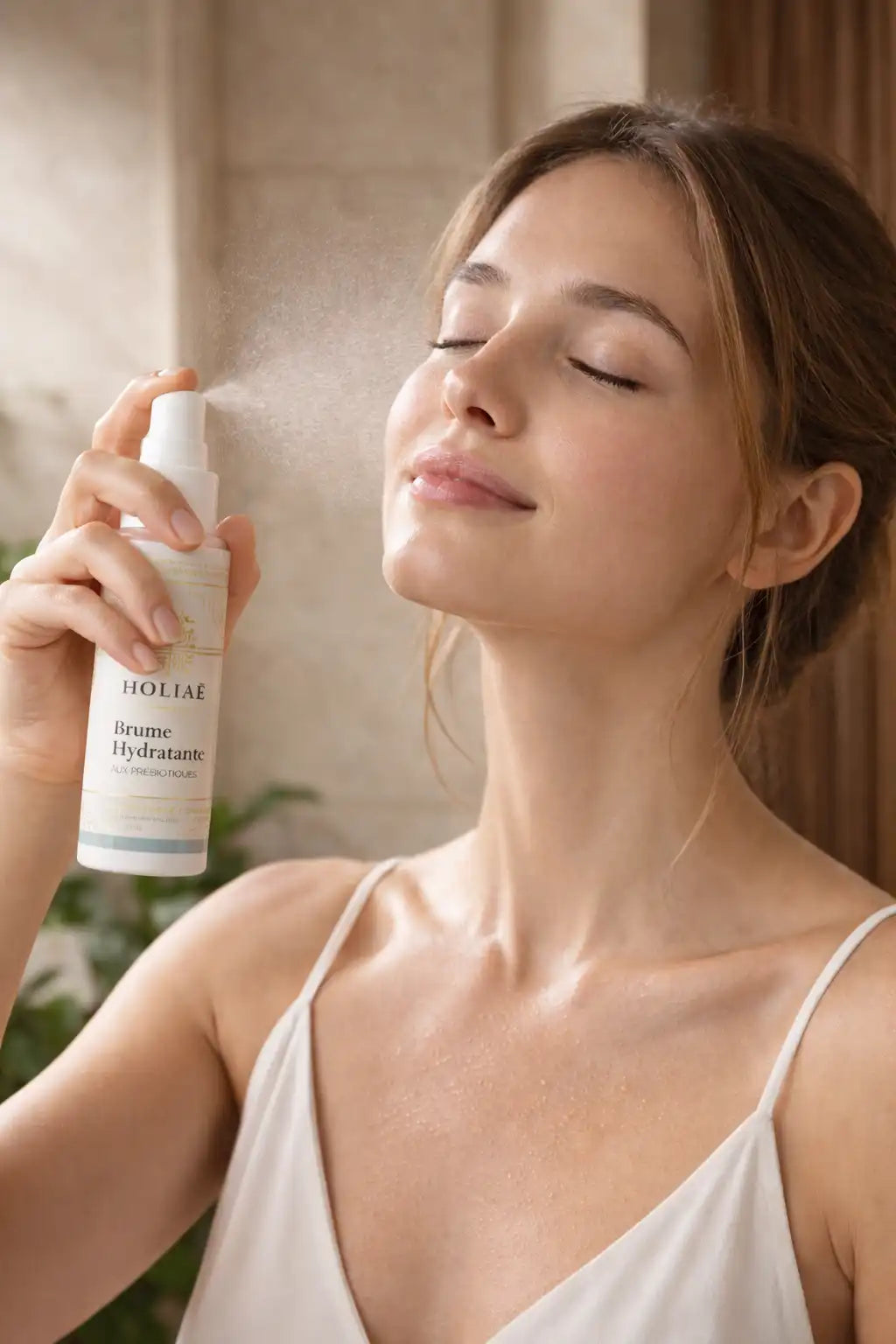 Application brume hydratante visage en spray pour rafraîchir et hydrater la peau