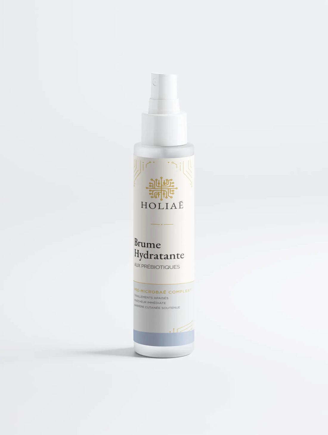 Brume hydratante visage Holiaē en format spray, soin prébiotique pour rééquilibrer et rafraîchir la peau.