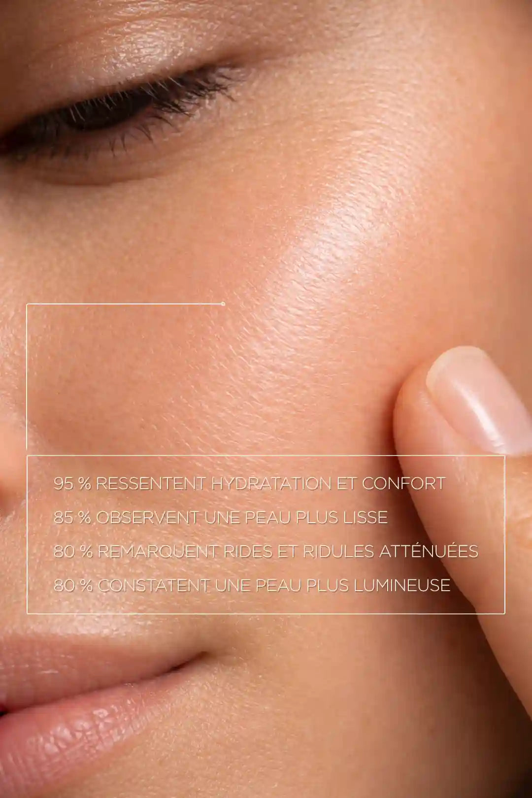 Résultat crème hydratante anti-âge peau plus lisse hydratée et lumineuse