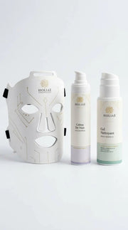 Cure LED ciblée pour peau sensible et réactive, associant masque LED et soins doux pour apaiser et renforcer le confort cutané.