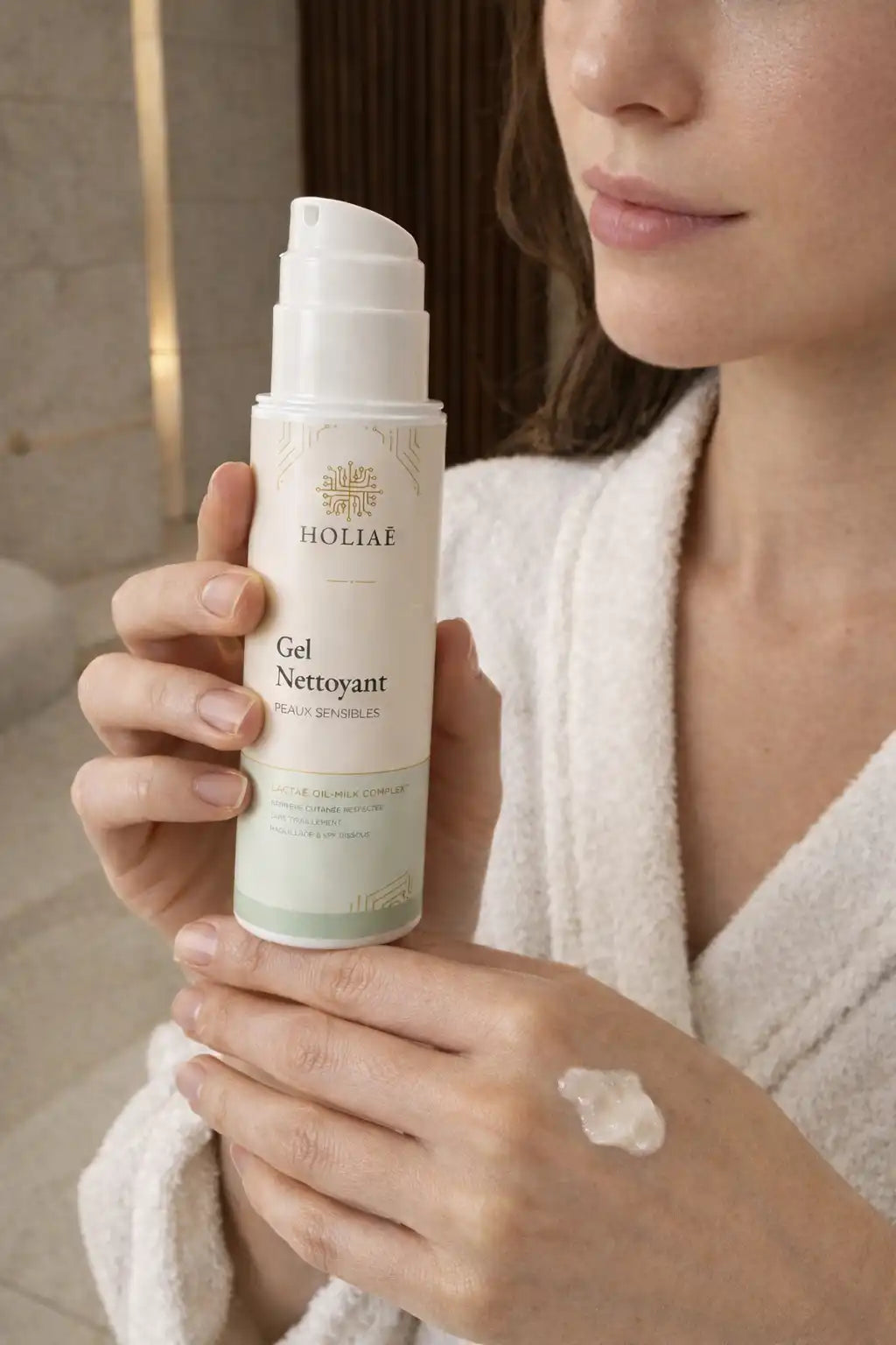 Gel nettoyant visage peaux sensibles application douce qui nettoie sans agresser la peau