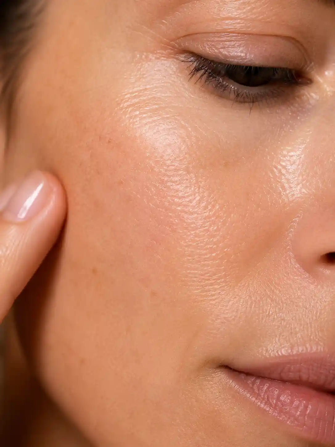 Gel Nettoyant Visage Peaux Sensibles Huile-Lait HOLIAĒ – gros plan de peau