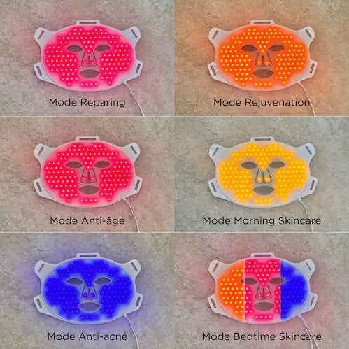 Masque LED visage HOLIAĒ avec 6 modes de soin : Réparation, Réjuvénation, Anti-âge, Morning Skincare, Anti-acné et Routine du soir
